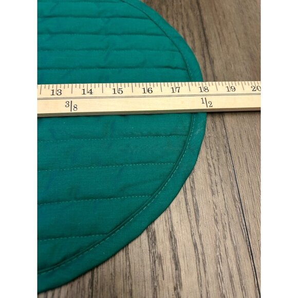 Teal Quilted Oval Table Placemat 18" x 13"  Cotton & Polyester Reversible Dining - Picture 5 of 6